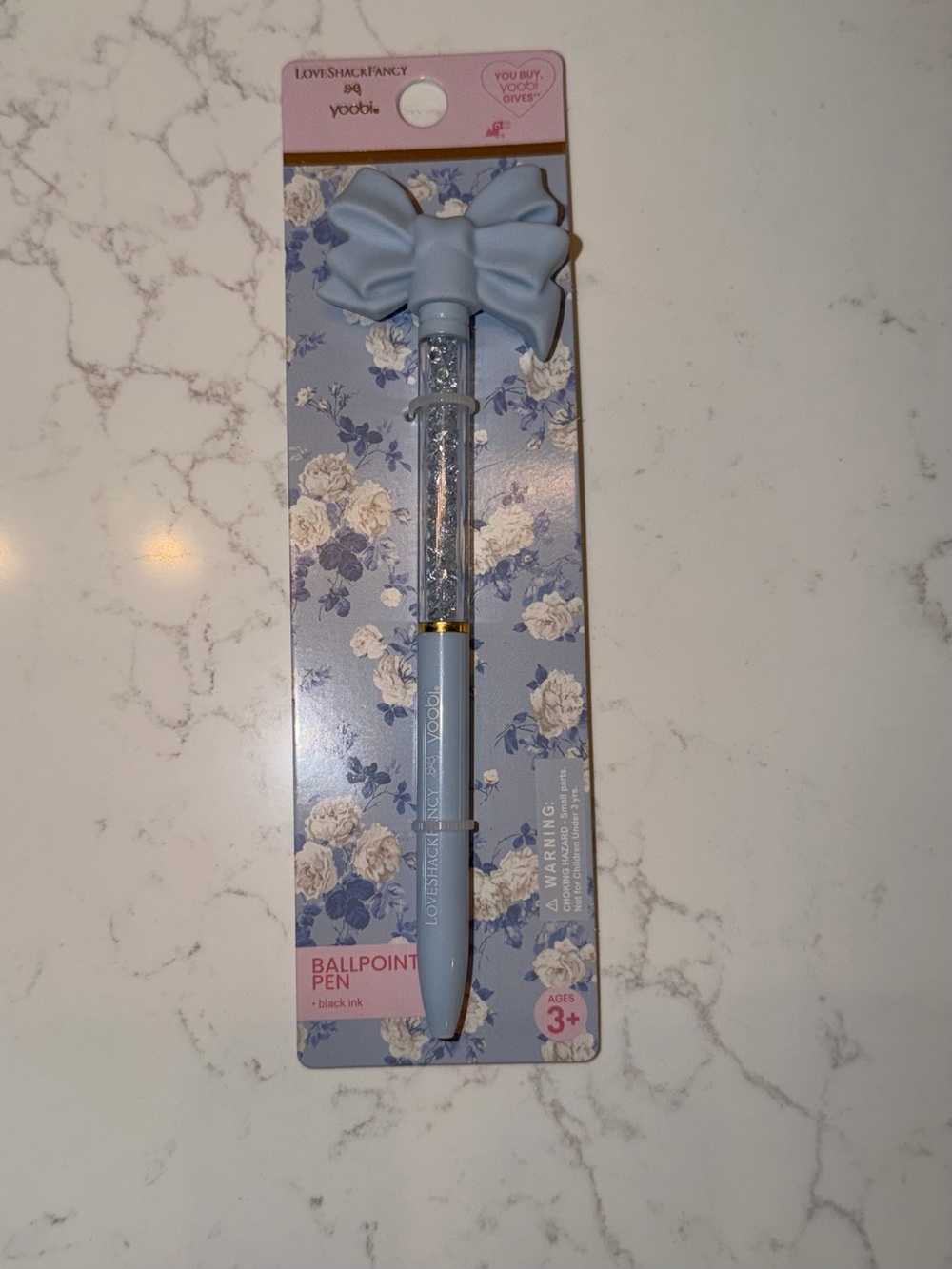 LoveShackFancy x Yoobi Blue Bow Everblooming Rosettes Ballpoint Pen